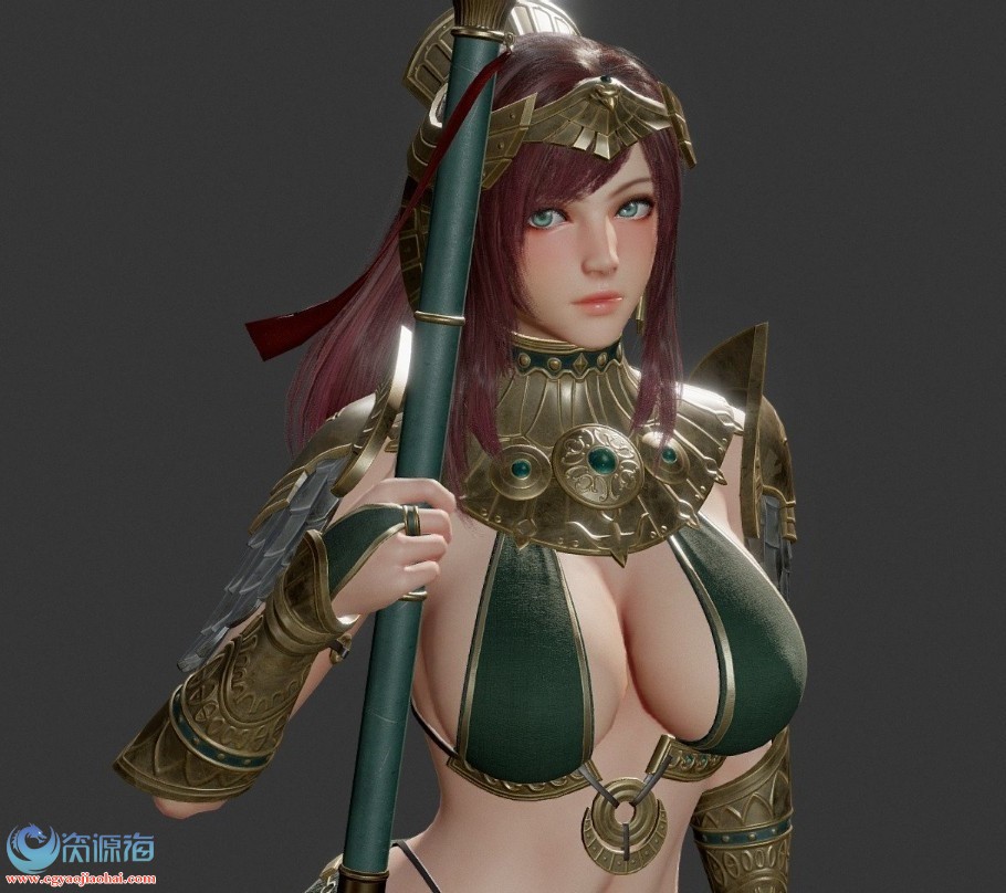 精致 韩风 古代女将军 次世代pbr 魔幻 3d模型资源 