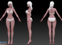 Zbrush次时代美女模型-韩国-亮妹-高颜值-裸模-形体 美术设计