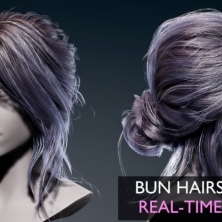 UE4 头发 发型 毛发渲染 4K纹理材质 Real-Time Bun Hairstyle
