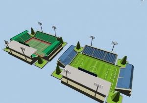 现代简单的体育场环境3D模型