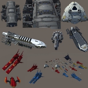 神无月舰队 次时代战舰宇宙战船游戏美术资源unity素材低模3D模型