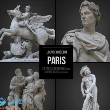 [3D资源] 25组巴黎卢浮宫博物馆三维雕塑模型OBJ格式含贴图